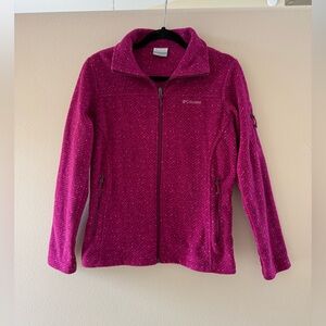 Columbia Women's Fuscia Pink Full-Zip Fleece Jacket With Pockets